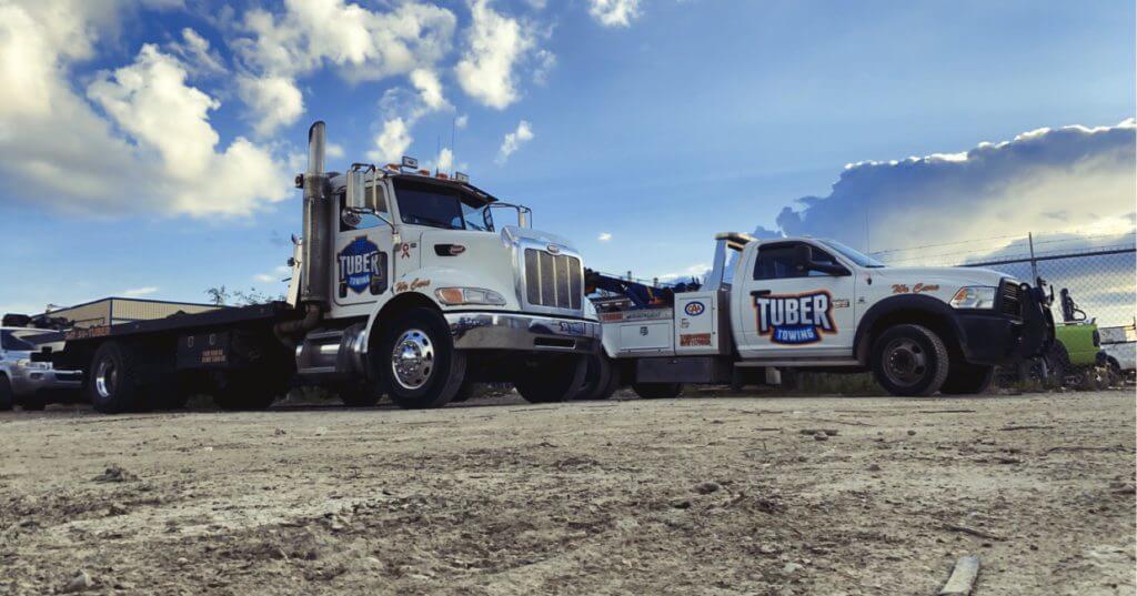 Tuber Towing in Edmoton Standing by. Two Tow Trucks