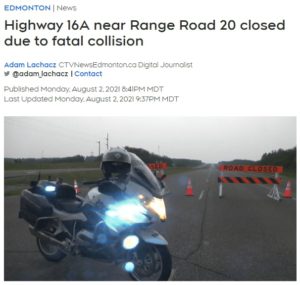 Highway 16A near Range Road 20 closed due to fatal collision {CTV News} 