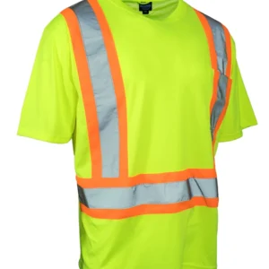 Hi Vis Crew Neck Short Sleeve Safety Tee Shirt with Chest Pocket