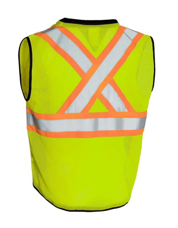 Hi Vis Traffic Safety Vest with Zipper Front, Tricot Polyester