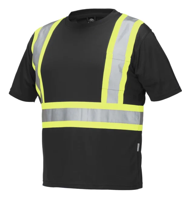 Hi Vis Crew Neck Short Sleeve Safety Tee Shirt with Chest Pocket - Image 3