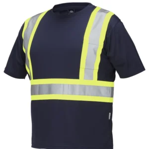 Hi Vis Crew Neck Short Sleeve Safety Tee Shirt with Chest Pocket